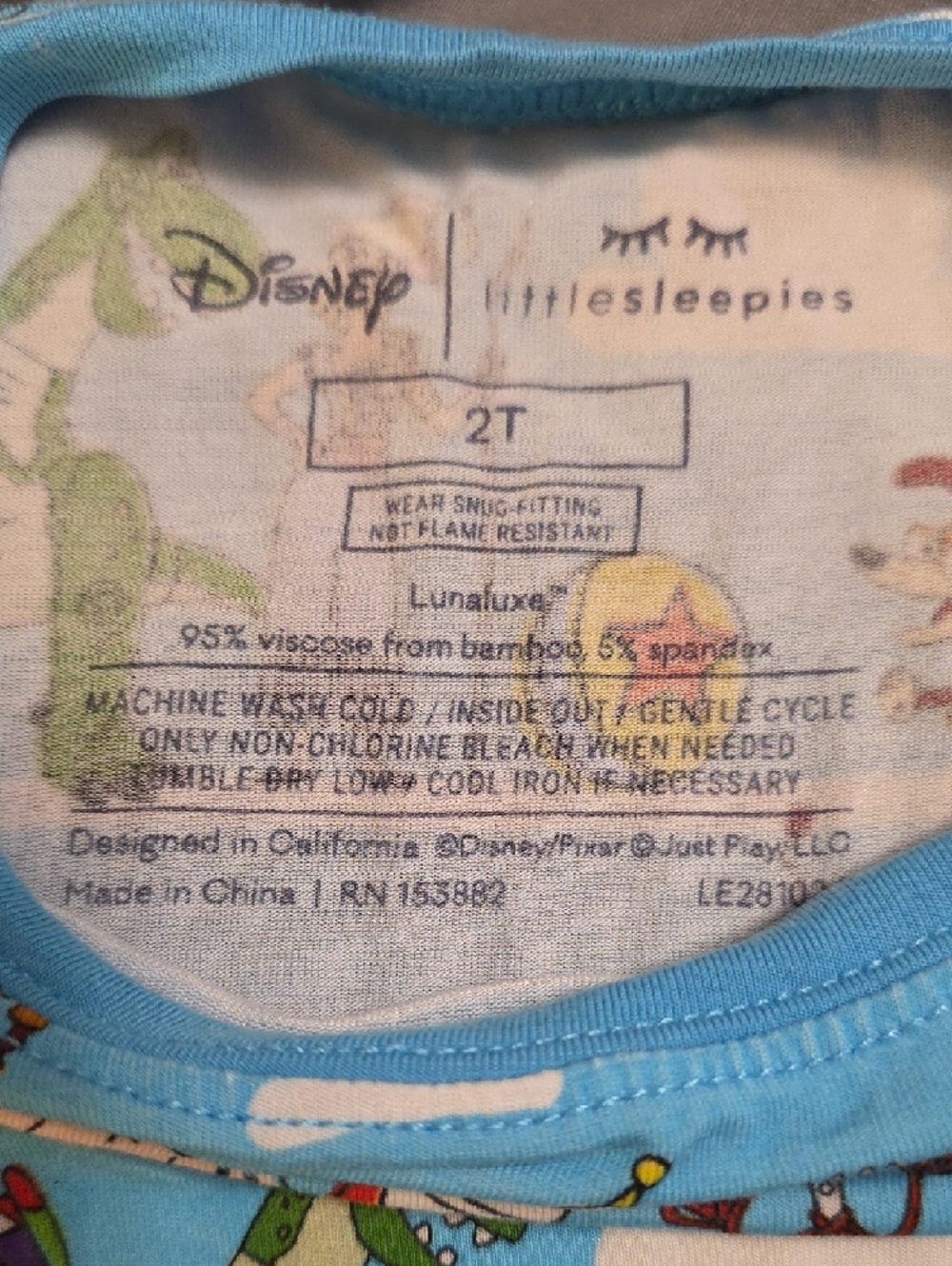 Little Sleepies Light Blue Toy Story Pajama Set Size 2T-Like New - Picture 3 of 4